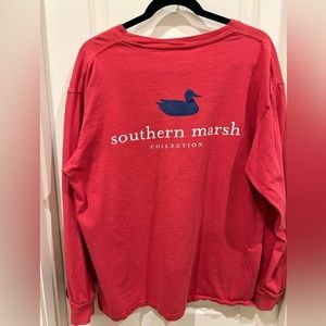 Southern Marsh long sleeve T-Shirt. Coral size large